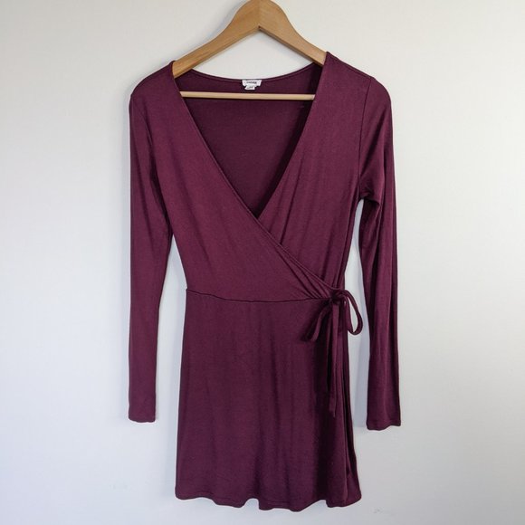 Garage Burgundy Romper Wrap Dress - Picture 7 of 7